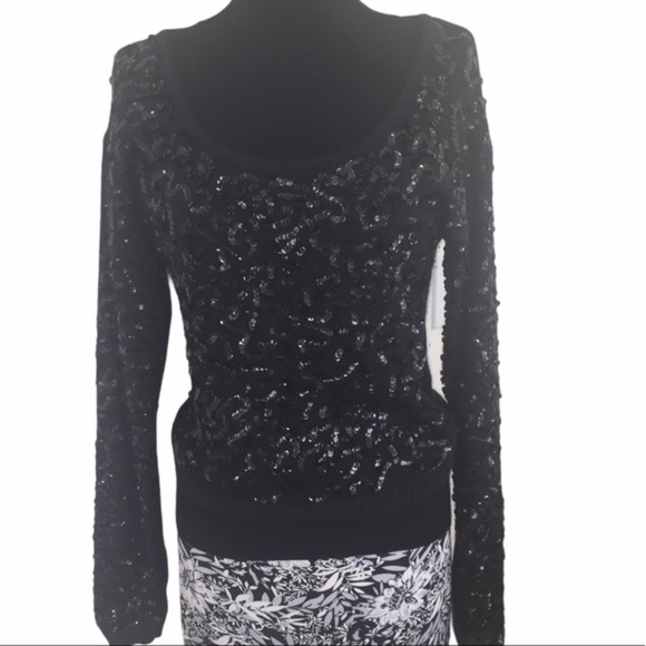 VTG Samantha Starr Angora Black Sequin Sweater Med - Picture 2 of 8